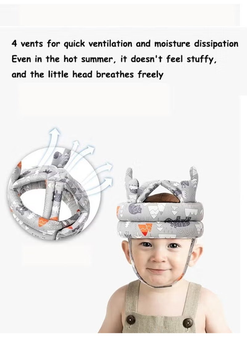 PureTuti Adjustable Baby Safety Helmet – Soft Anti-Fall Head Protection Hat for Crawling & Walking | Breathable Cotton with Shock-Absorbing Sponge (6-24 Months) - Image 4